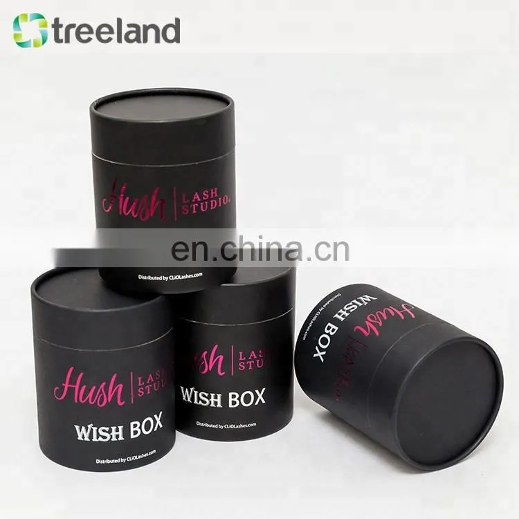 Elegant black cardboard paper tube package round black cardboard gift box paper tube for gift packaging