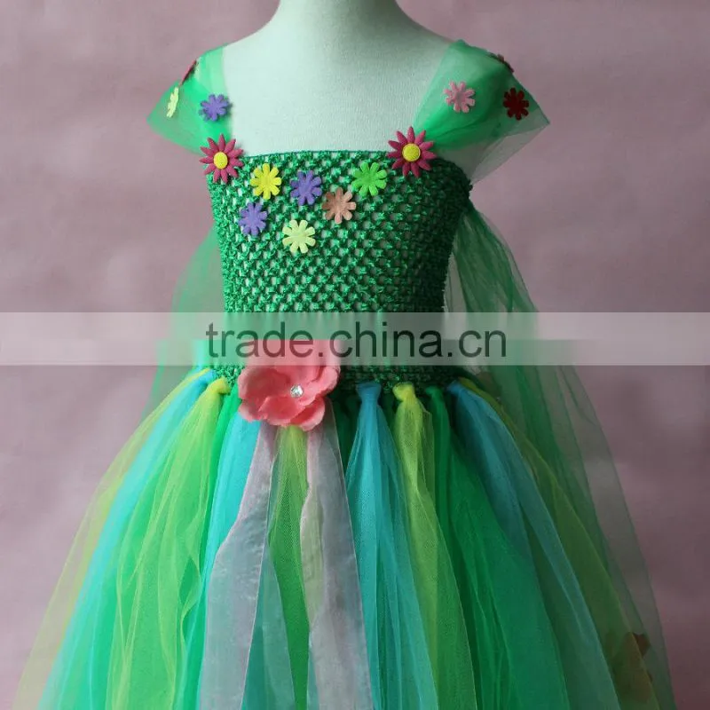 New Elsa Dress With Cape Fabric Green Color tulle tutu dress