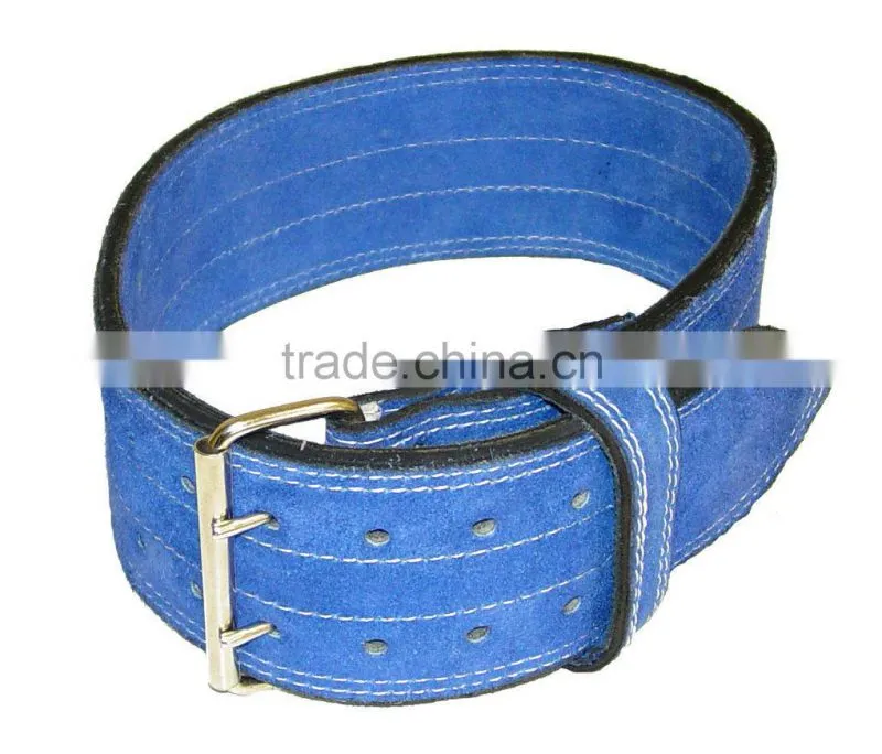 Power Weight Lifting Belt 4" Leather Medium Blue Double Buckle