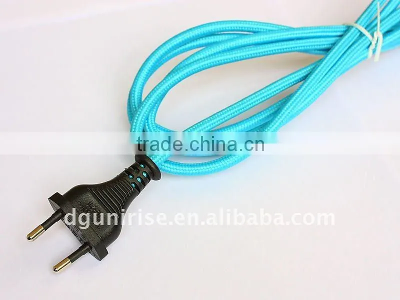 European coloured braided cover power cord cable
