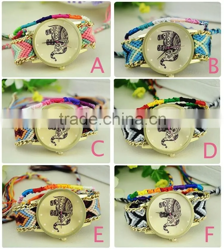 Handmade Braided Friendship Bracelet Watch New Arrival Geneva Hand-Woven Wristwatch Ladies Quartz Gold Women Dress Watches