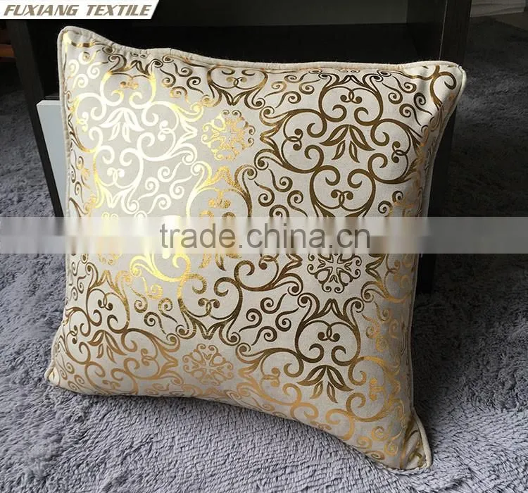 foil print faux linen cushion for home