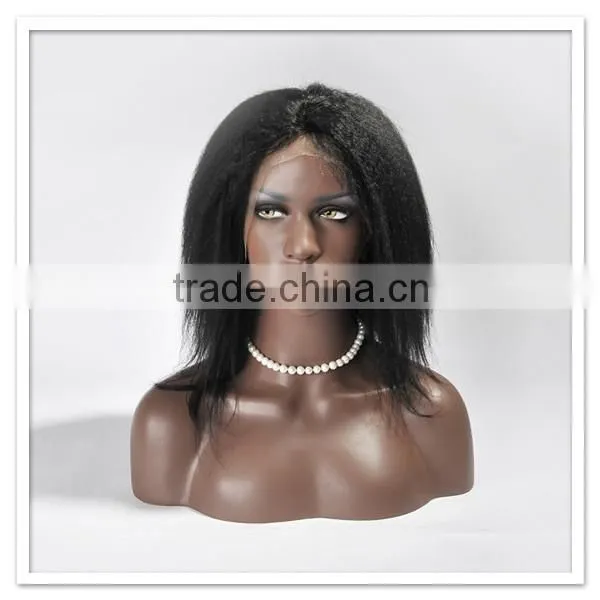2016 Popular Mongolian kinky curly lace human hair front wig