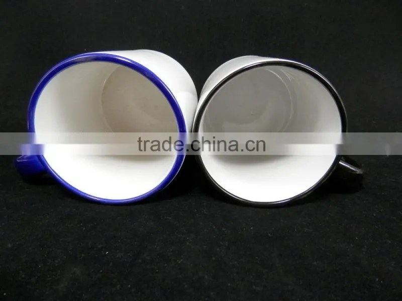 11oz sublimation stoneware mug with color rim & handle