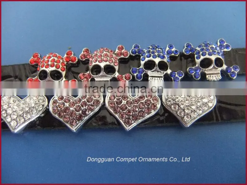 DIY 10mm inner width heart shaped slide charms factory direct wholesale zinc alloy accessories