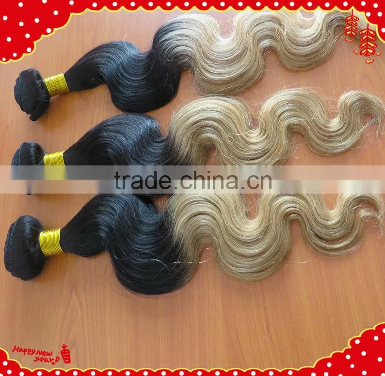 Wholesale Body wave brazilian colored two tone hair weave cheap ombre hair extension