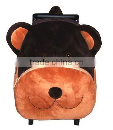 lovely kids trolley plush school bag/kids school bag with wheels