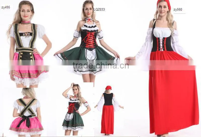 costumes bulk and dropship apparel Pink Fantasy German Girl oktoberfest costume Dress beer maid costums