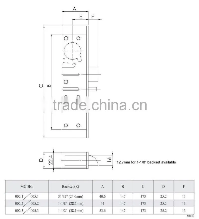 Narrow Aluminium Door Locks