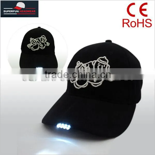 wholesale 100% cotton LED light sport cap