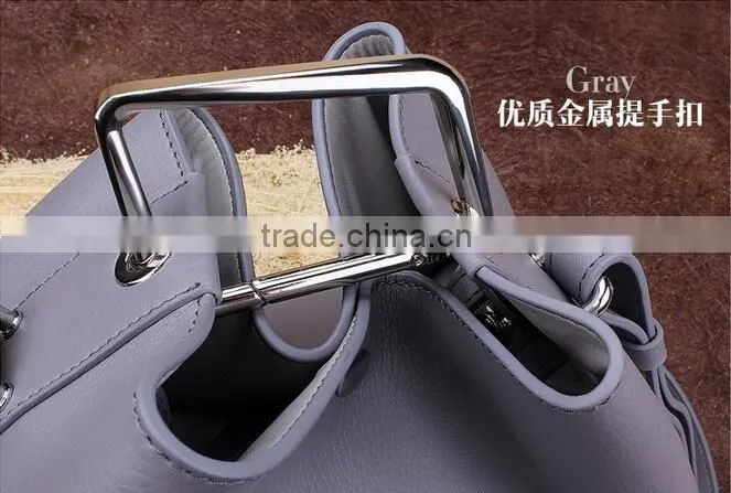 2016 new Korean fashion square buckle leather Bucket Bag