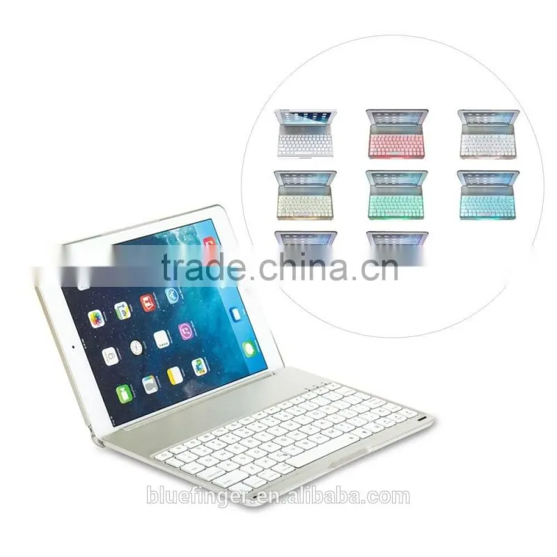 Best seller Backlit Aluminium alloy Bluetooth keyboard case for 9" Android tablet with smart cover