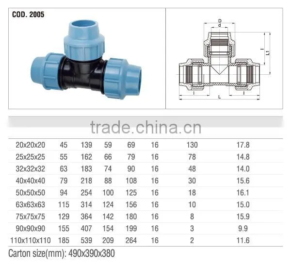 2014 90 TEE PP FITTINGS