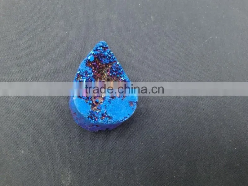 In stock!!! Blue color agate necklace drusy pendant Pear shape druzy pendant