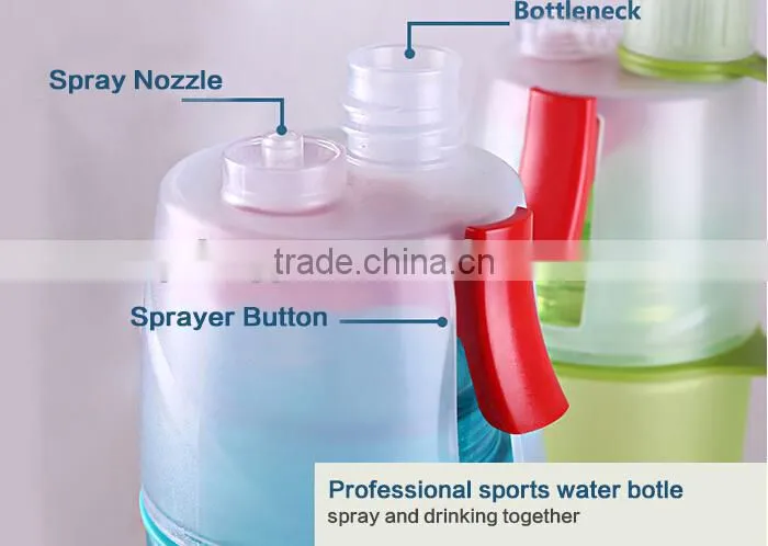 OEM New Design Mist Spray Sport Outdoor Water Bottle Side Handle