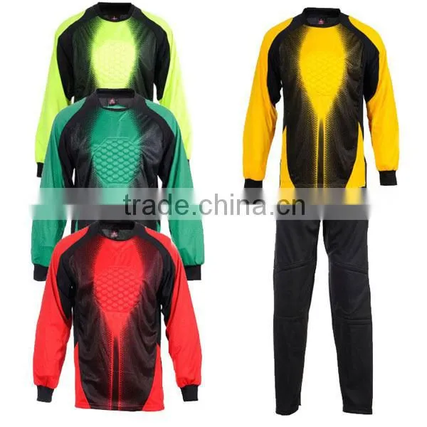 profession soccer goalkeeper uniform with protective padding