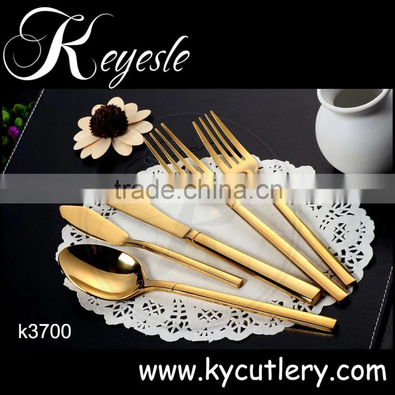 Gold cutlery set, copper cutlery, wedding knife and fork set