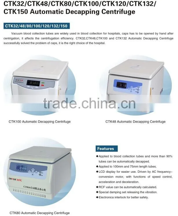 CTK100 automtic decapping centrifuge