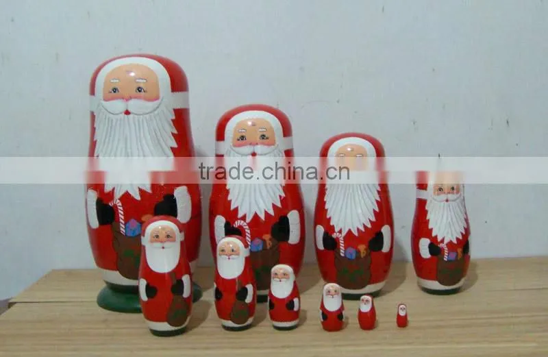 wooden Santa Claus russion nesting dolls