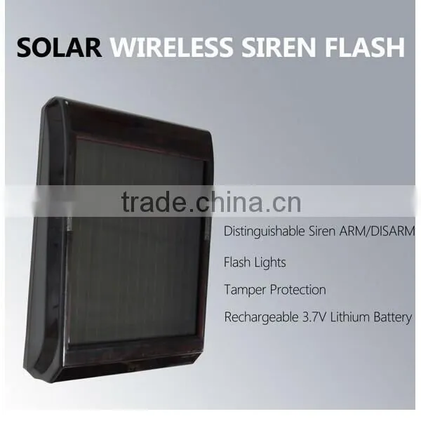 Intelligent wireless outdoor Solar siren with waterproof,support alarm fuction with wireless alarm external siren