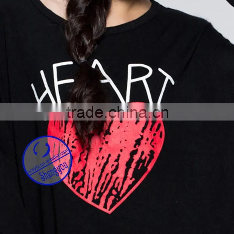 2015 China manufacturer custom long sleeve women t shirt printing wholesale