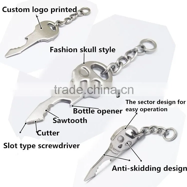 Yukai Black bottle opener in stainless steel,skull key with multi-tool