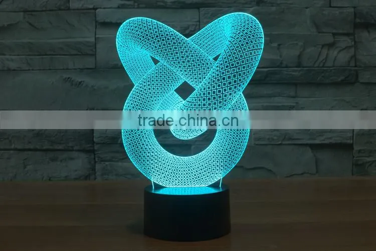 Mosunx Busines Night Light Optical 3D Chain Link Lighting Laser Cut Desk Lamp with USB port LED for children