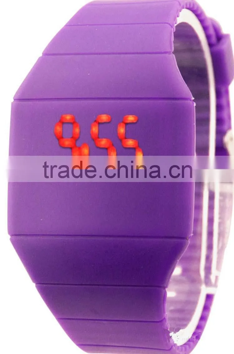 Fashion LED Digital candy silikon unisex water resistant touch screen led watch