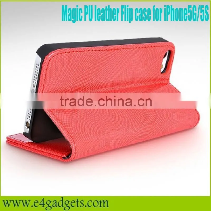 Luxury card holder slot PU wallet stand leather case for iphone5