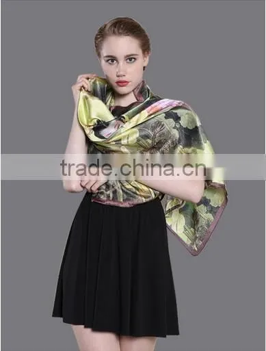 100% silk square scarf, crepe,14mm