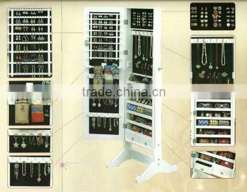 Wooden Mirrored Jewelry cabinet/stand mirrored jewelry cabinet