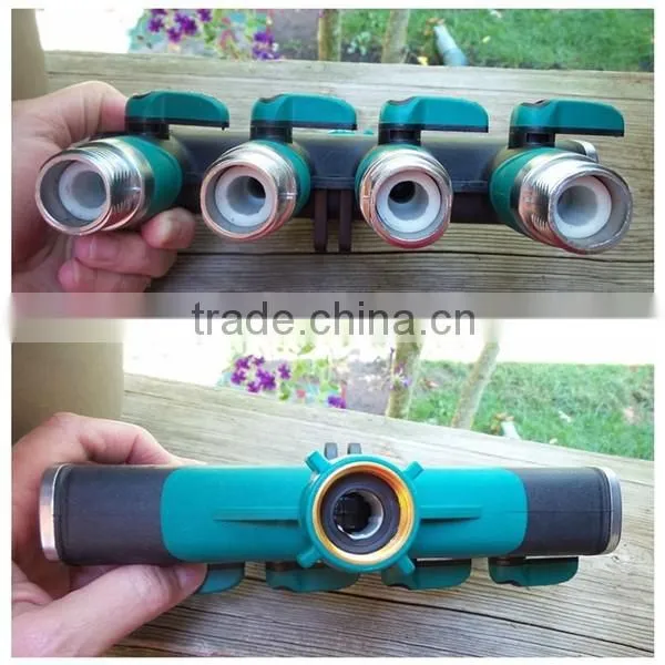 4 Way Garden Hose Connector| Hose to Hose Arthritis Friendly Watering Splitter, Leak Free