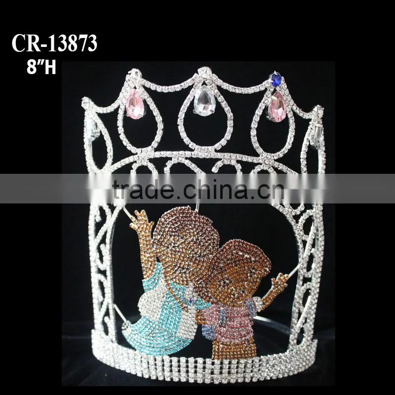 Let go to school Rhinestone princess pageant crown for grils