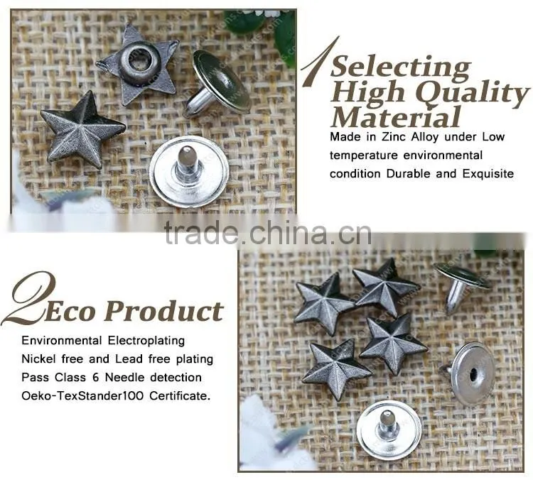 Star Shape Jeans Rivet, Decorative Customized Garment Rivets For Jean
