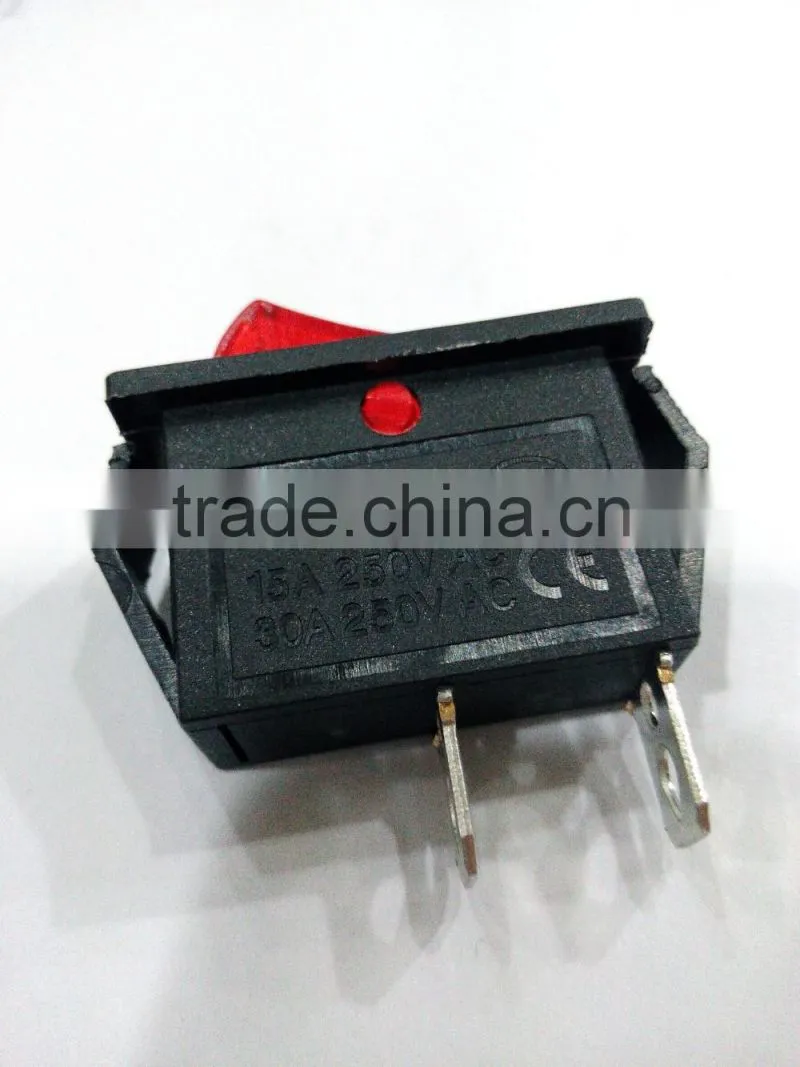 Haitong KCD3 15A 250V 2way 2pin red light on off boat copper rocker switch