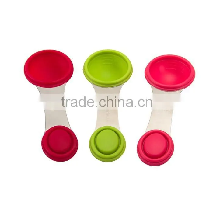 Collapsible Silicone Measuring Spoons100% Food Grade silicone measuring spoon,Folding Kitchen Utensils silicone measuring spoon