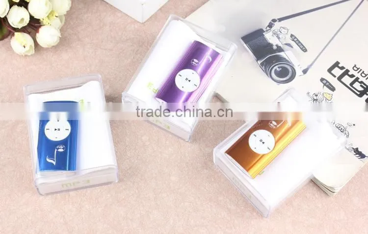 Fashion slim mini clip digital music mp3 player with built in speaker