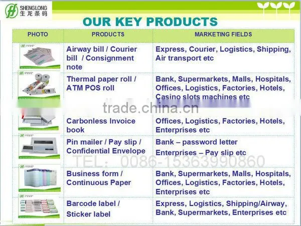 (PHOTO)FREE SAMPLE, Barcoded self adhesive paper speed post airway bill