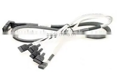 SFF-8087 Mini SAS 4i 36P Reverse Right angle to 4 SATA cable with LED power