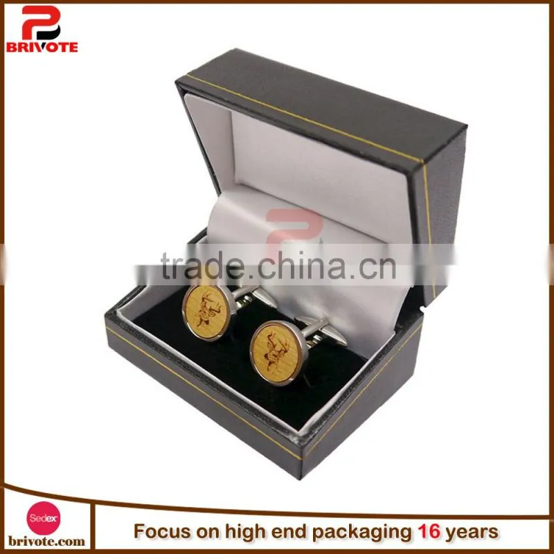 2016 Black PU Leather cufflink box/leather cufflink box