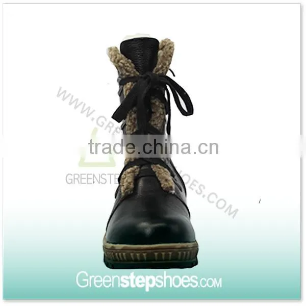 2015 Women's Ladies Black First Grain Leather Winter Boots