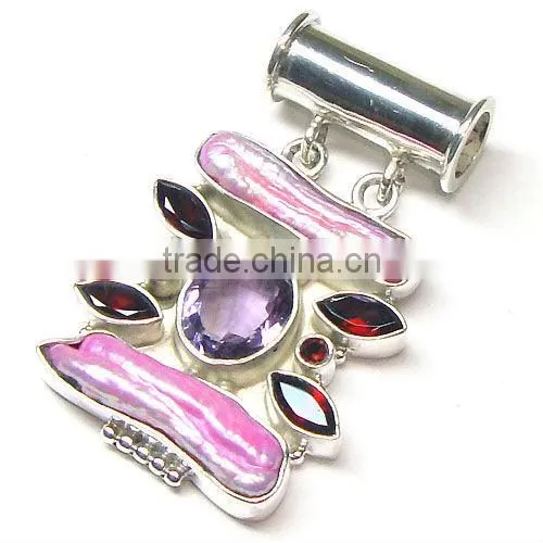 Hand made silver gemstone pendant 925 sterling silver