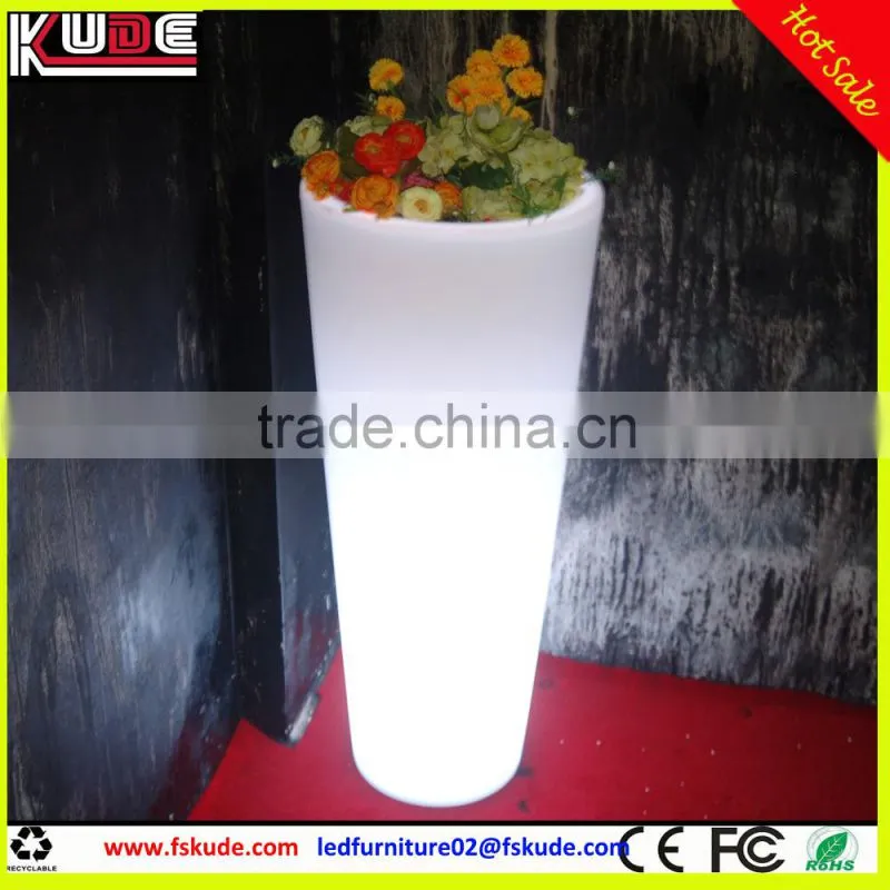 Indoor and outdoor LED lighted round flower pot/light up planter pot with 16 colors illuminated