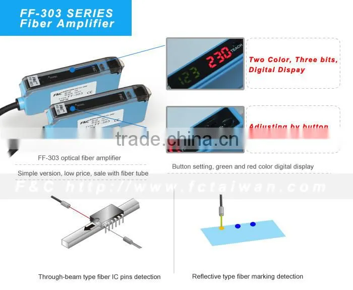 F&C FF-303 series Fiber Amplifier, digital panel, two color, three bit digital display