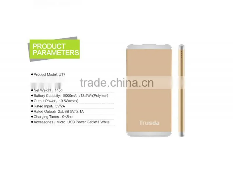 power bank model a5 Customized color and logo real capacity 5000mah portable solar power banks for mobile phones and USB devices