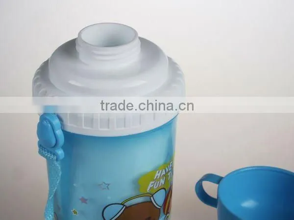 A066 new 300-500ml plastic children water drinking bottle with cup shantou shuanghuan viassin pp kids bottle