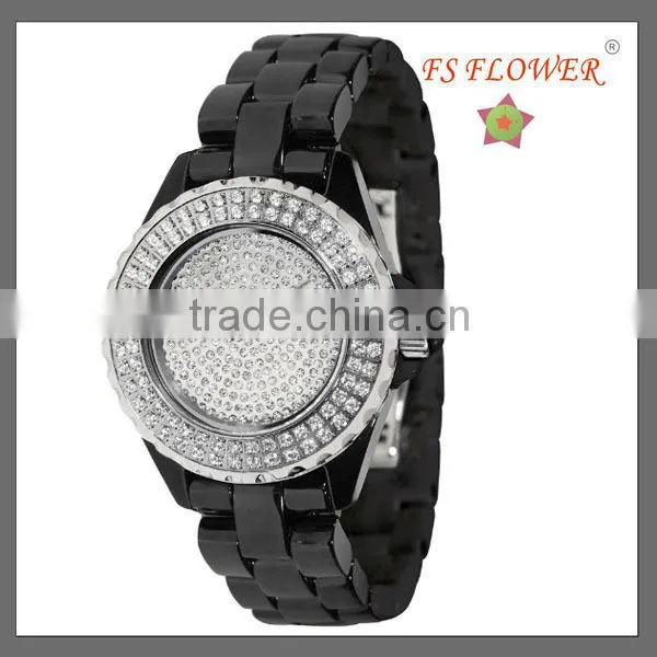 Glutinous Stone White Ceramic Watch Case Band Dazzle Women Vogue Watch 2013