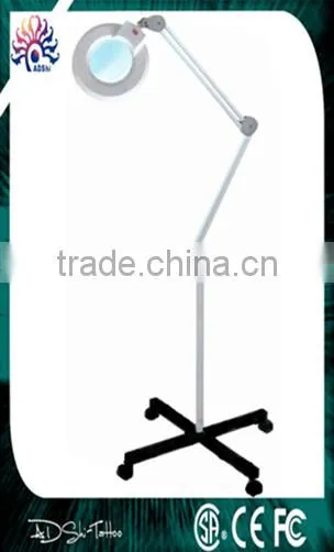 White or Black Rolling Magnifier Lamp with Floor Stand,Adjustable 5x Diopter Magnifying Lamp Magnifier Glass