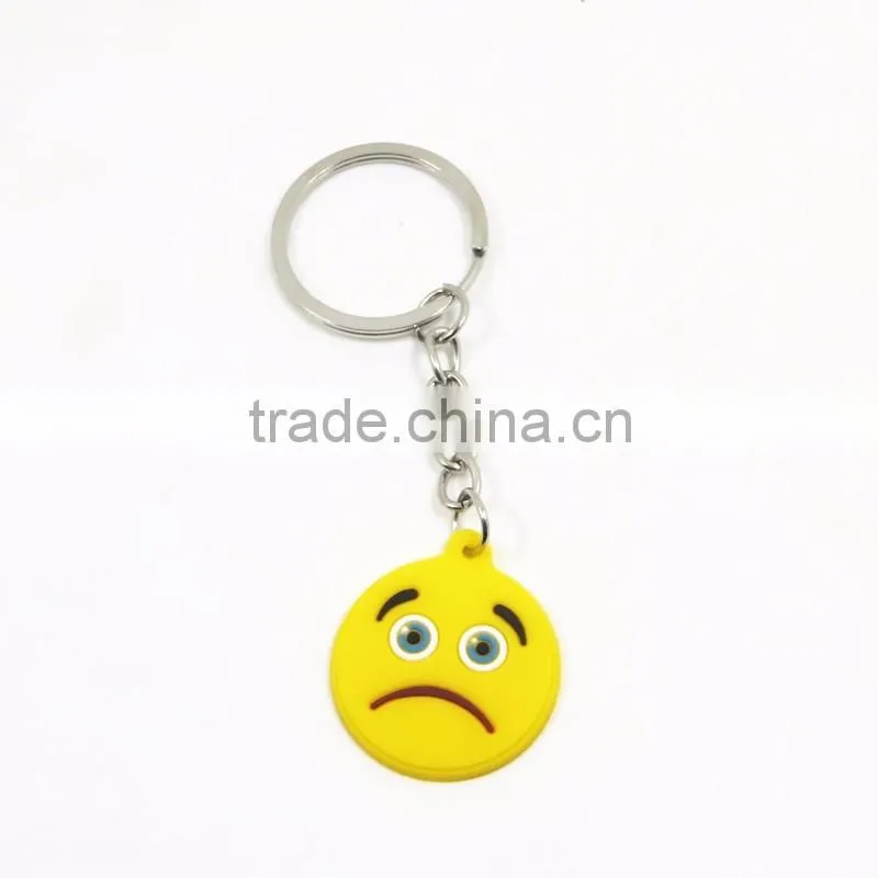 Yiwu Manre soft pvc/ rubber wholesale promotional funny face design 2d keychain