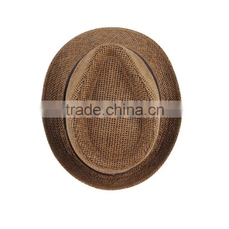 Unisex Fedora Trilby Hat Cap Straw Panama Style Packable Travel Sun Hat